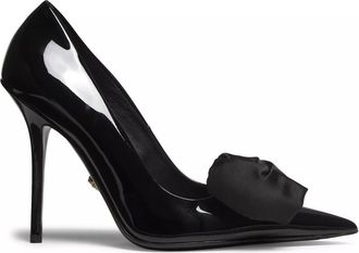 Versace Womens Ribbon Patent Pumps In Black