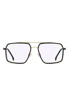 Carrera 58mm Rectangular Optical Glasses in Matte Black/Blue Sp at Nordstrom