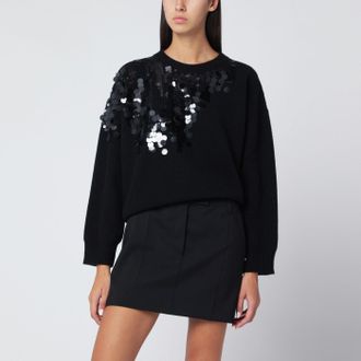 Roberto Collina Black sweater with sequin embroidery