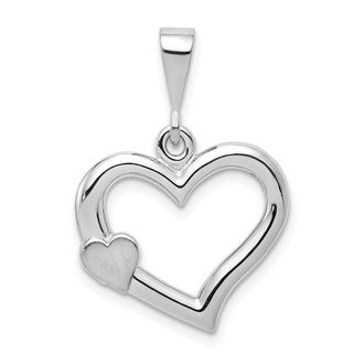 Diamond2Deal 14k White Gold Solid Satin Polished Fancy 3D Heart Pendant