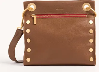 Hammitt Hammitt Tony Mahogany Pebble Brushed Gold Red Zip Med