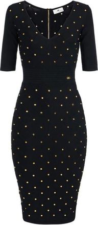 Elisabetta Franchi Gebreide jurk met juweeldetails - Dames - Kleedjes - Zwart - M - Kleedjes