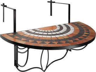 TecTake Mesa plegable de balc&oacute;n, mosaico, 75 x 65 x 62 cm, terracota/blanco