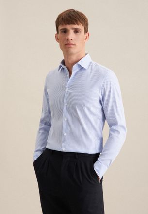 Seidensticker Businesshemd SEIDENSTICKER X-Slim, Herren, Gr. S (38), normale &Auml;rmell&auml;ngen, blau (hellblau), 96% Polyamid, 4% Elasthan, gestreift, skinny fit, 2-Knopf