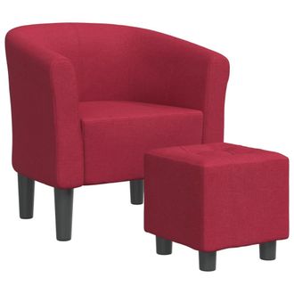 vidaXL Sill&oacute;n Con Taburete Tela Rojo Tinto Vidaxl