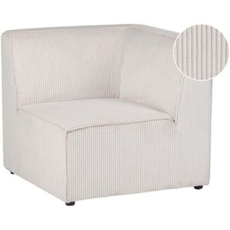 Beliani Corner Section Right Beige Corduroy 1-Seat Jumbo Cord Left Hand Sofa Module Modern Single-Seat LEMVIG