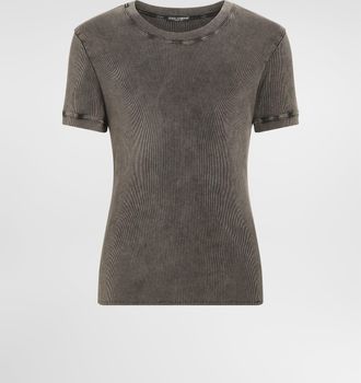 Dolce & Gabbana Ribbed Cotton T-shirt - Man T-shirts And Polos Multi-colored 48
