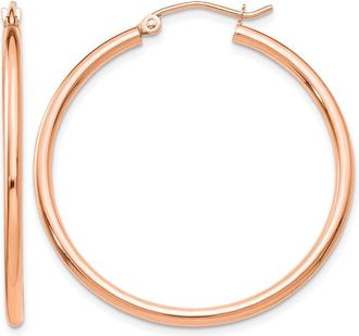 Diamond2Deal 14K Gold 2x35mm Round Shape Hoop Earrings