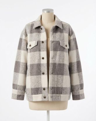 Z Supply Preston Knit Plaid Jacket In Slate Grey