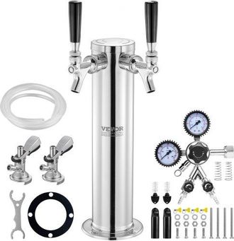 OEM Kegerator-turm-kit, Bier-umr&uuml;stsatz Mit Zwei Zapfh&auml;hnen, Bier-turmspender Aus Edelstahl Mit Doppelmessger&auml;t W21.8-regler Und A-system-fasskupplung, Bi