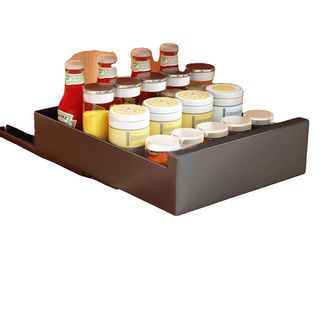 OEM Organizzatore Estraibile Per Cassetti, Realizzato In Robusto Acciaio Al Carbonio, Design Compatto, Larghezza S-25 Cm - Nero