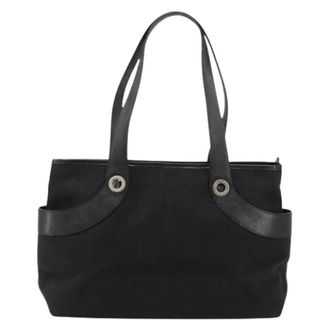 Bulgari Pre-owned Vintage Canvas Hand Bag - Dames - Vintage Handtas - Zwart - ONE Size - Leer - Vintage