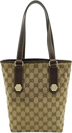 Gucci Beige Gg Canvas & Leather Tote (Authentic Pre-Loved)