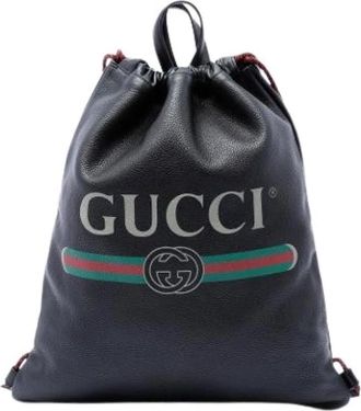 Gucci Pre-owned Vintage Rugzak - Dames - Vintage Rugzakken - Zwart - ONE Size - Leer - Vintage