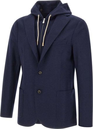 Eleventy Removable-Bib Blazer - Heren - Blazers - Blauw - L - Wol - Jassen