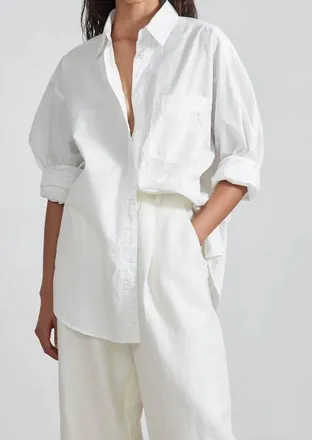 Apiece Apart Oversized Button Down Shirt In Cream