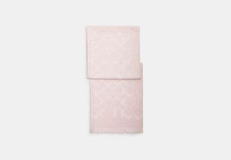 Coach Womens Signature Wrap in Pink | Wool Silk Blend