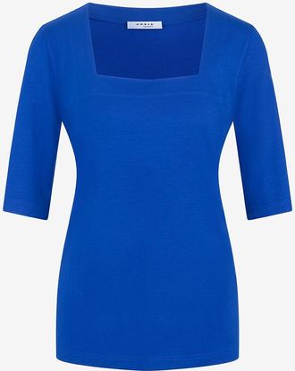 Akris T-Shirt aus Modal-Stretch mit quadratischem Ausschnitt