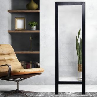 Dmora Espejo Crea, Forma Rectangular, Tipo De Pie, Estructura Transparente, 45x145h Cm Negro