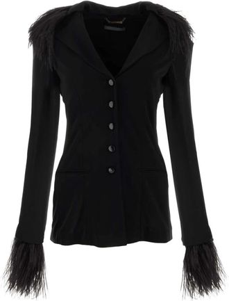 Alberta Ferretti Zwarte crepe blazer - Stijlvol en veelzijdig - Dames - Blazers - Zwart - S - Jassen