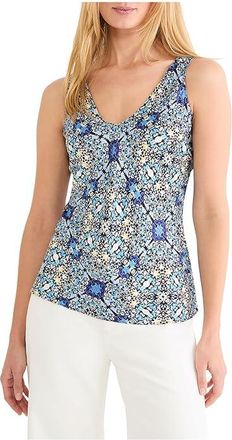 Nic+Zoe Filagree Tile Tank Top Womens Clothing Blue : SM, Polyester