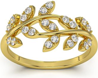 Pompeii3 1/3Ct Diamond Wedding Stackable Ring Vine Petal Leaf White Yellow or Rose Gold