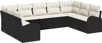 vidaXL Garden Sofa Set 9 pcs Black Poly rattan Vidaxl