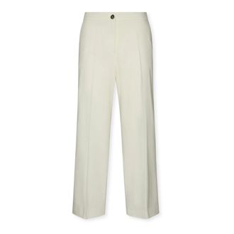 Elena Miro Geknipte Gabardine Broek - Dames - Vrijetijds broeken - Wit - 2XL - Katoen - Broeken