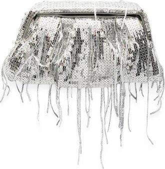 Themoir&egrave; Athena Sequin-embellished Fringed Clutch Bag