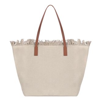 MC2 Saint Barth Tote Bags, female, Beige, Size: ONE SIZE City Bag with Fringes