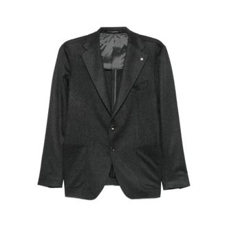 Tagliatore Blazers, male, Gray, Size: L Single-breasted Notched-lapel Blazer
