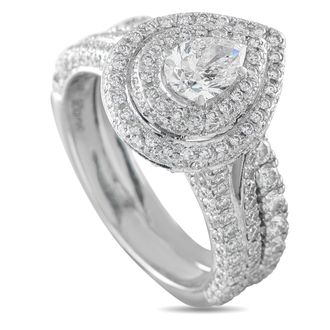Neil Lane 14K White Gold 1.30ct Diamond Pear Double Halo Ring NL04-070126