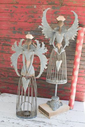 Kalalou Set Of Two Metal Christmas Angels