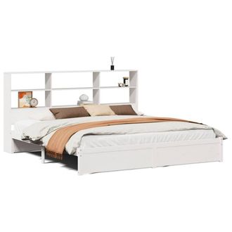 Berkfield Home Bookcase Bed Frame White 180x200cm Super King Solid Wood Pine