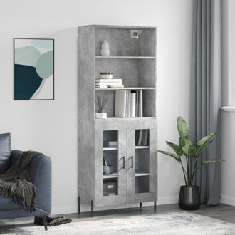vidaXL Vidaxl - Aparador Alto Madera Contrachapada Gris Hormig&oacute;n 69,5x34x180 Cm