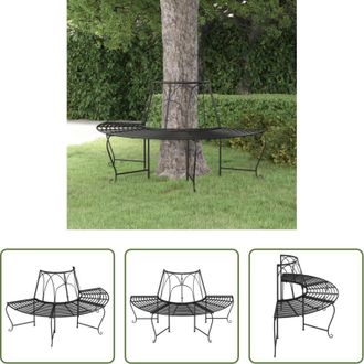 vidaXL vidaXL Panchina semicircolare - Panchina per Albero Semi Circolare &Oslash;159 cm Nera in Acciaio