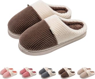 Generic Home Slippers For Couple Couple Slippers For Him And Her Stylish Patchwork Slipper Thick Sole Winter Slipper Home Warmth Shoes Closed Toe Mule Sliders