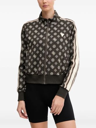 Guess Co Sweater met all-over logo en rits - Bruin