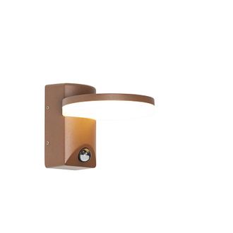 QAZQA Moderno L&aacute;mpara De Pared Exterior Marr&oacute;n &Oacute;xido Con Led Ip54 Sensor De Movimiento - Esmee Aluminio Redonda Incluye Led Max. 1 X 10.5 Watt - Qazqa