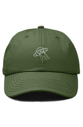 Dalix UFO Embroidered Adjustable Dad Cap in Olive at Nordstrom