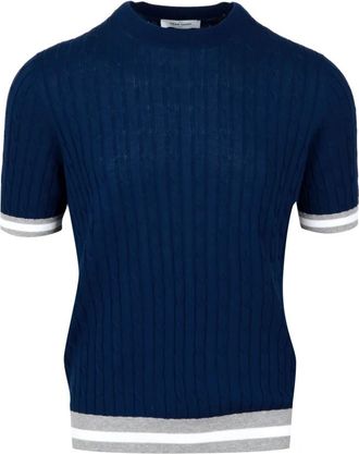 Gran Sasso Trui met ronde hals - Heren - Ronde hals truien - Blauw - 2XL - Katoen - Truien & Vesten
