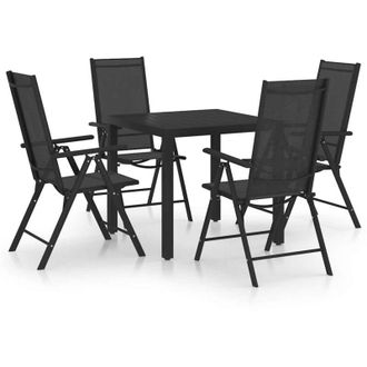 vidaXL Vidaxl - Set Mobili da Pranzo per Giardino 5 pz in Alluminio Nero