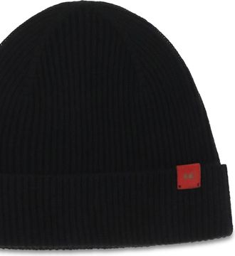 Kiton Mens Wool Beanie Hat Black Merino
