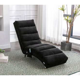 Direct Wicker Fabric Chaise Lounge Sofa with Gentle Vibration Feature & Pocket in Black | Size: 1 Pack