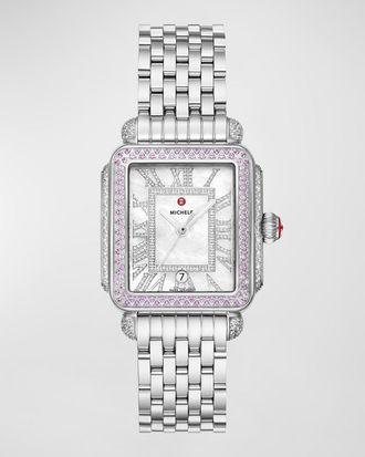 Michele Limited Edition Deco Madison Pink Sapphire Watch