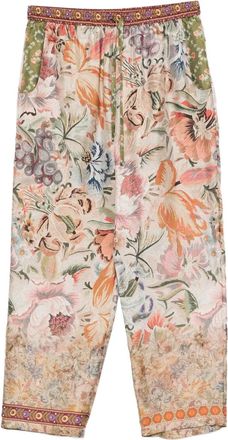 Pierre-Louis Mascia floral-print embroidered trousers - Neutrals