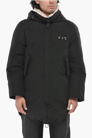 Off-white Padded Cotton-Blend Parka With Shearling Collar size M