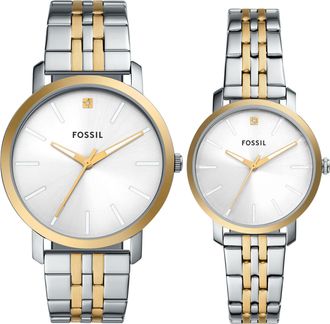 Fossil Mens Lux Luther Three-Hand, Stainless Steel Watch, BQ2467SET