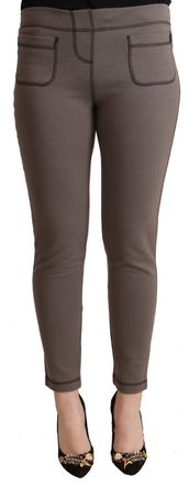 John Galliano Cotton Mid Waist Stretch Leggings Cropped Womens Pants