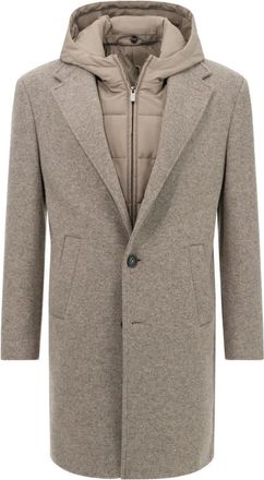 Boggi Milano Jassen, Heren, Beige, S, Wol, B Jersey B Wollen Jas met Gilet